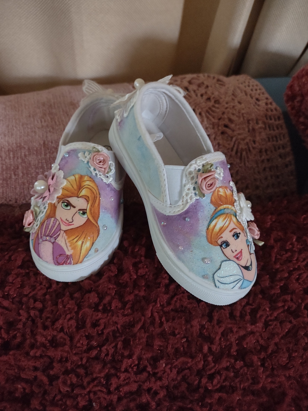 Handmade Disney Princess Slip-On Sneakers